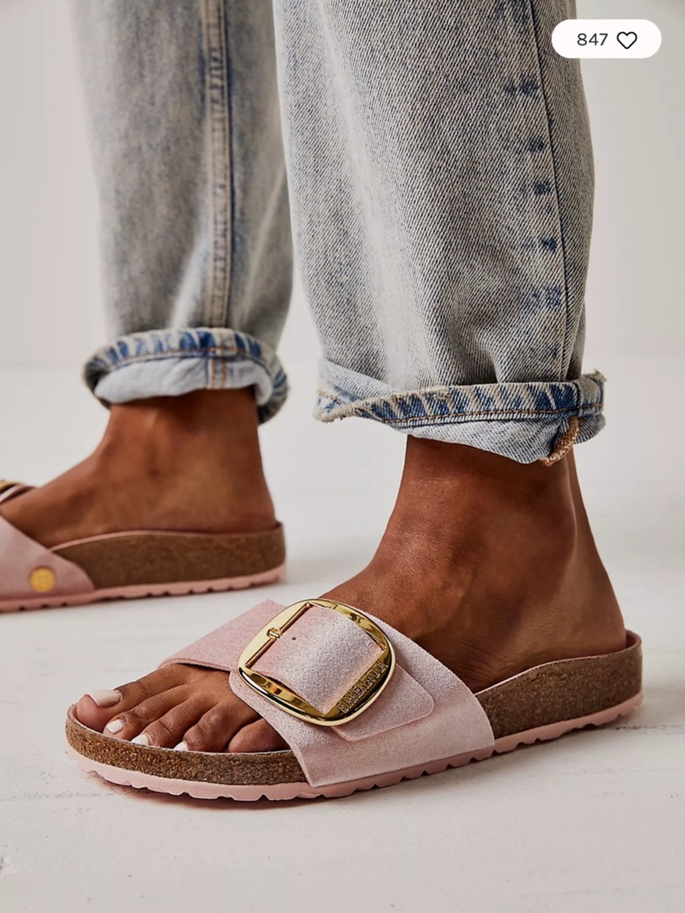 Birkenstock Madrid Big Buckle Sandal in Pink and Gold - Picture 7 of 7